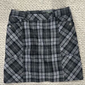 EDDIE BAUER black/gray Plaid Wool Mini Skirt